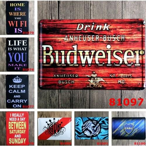 Drink Budweiser Vintage Metal Plate Life Is What You Make It Home Is Where The Wifi Is Classic Bar Decor Home Artwall Poster