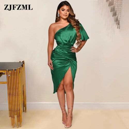 One Shoulder Elegant Bandage Bodycon Dress Women Sexy Single Short Sleeve Side Split Vestido Chic Backless Empire Party Robe