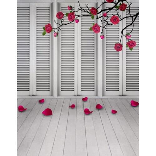 150x210cm Photo Background Wooden Floor Red Rose Flowers Photography Backdrops Photo Props Studio Background 5x7ft