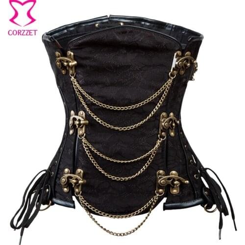Hot Black Waist Trainer Corsets Bustier Sexy Gothic Clothing Steampunk Underbust Corset Plus Size 6XL Waist Trainer Steel Bone