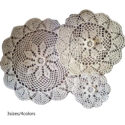 HOT Handmade cotton placemat cup coaster mug kitchen Christmas round table place mat cloth lace Crochet tea doily dish pan pad