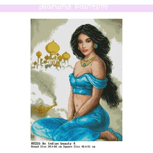 An Indian Beauty Diamond Paintings Patterns 5D DIY Full Square Round Acrylic Drill Tools Special Shaped Complete Home Decoration