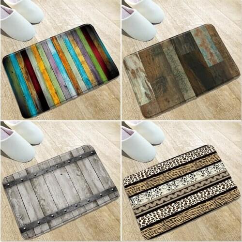 3D Old Wood Grain Bath Mat Painting Creative Household Goods Doorway Kitchen Bathroom Water absorption Non-Slip CarpetS Washable