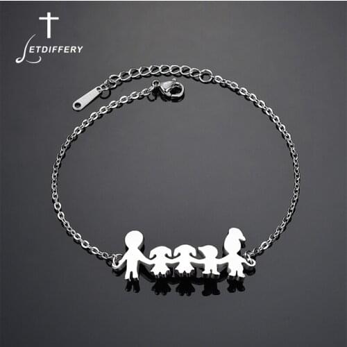Letdiffery Simple Titanium Steel Family Chain Bracelet Father Mother Son Daughter Link Bracelet For Women Jewelry Drop Shipping