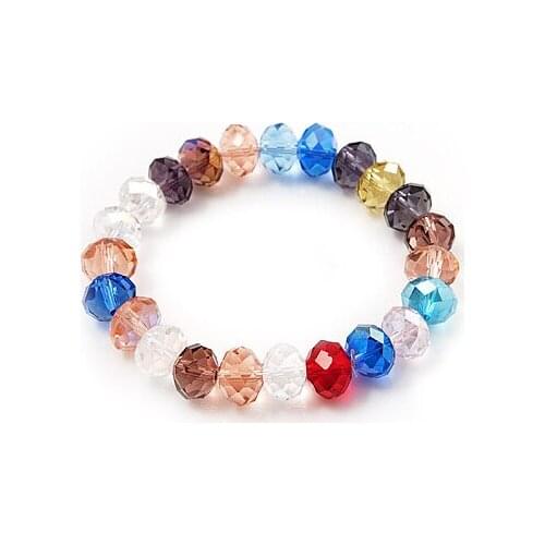 MOODPC Free drop shipping new arrival 10mm multicolor facet crystal glass beads ladies stretch bracelet