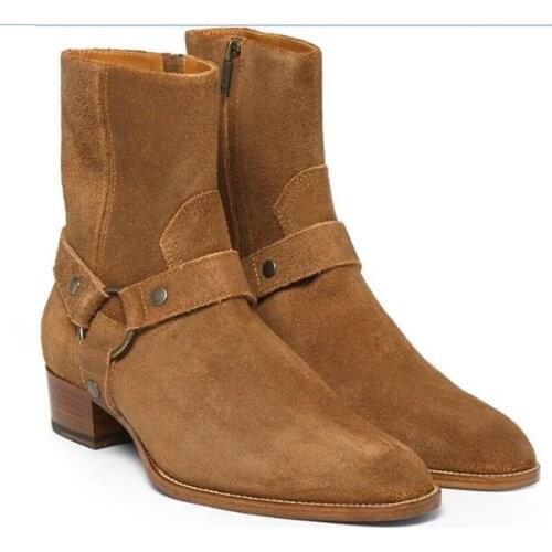 Men Shoes Luxury Brand Brown Black Winter Military Boots Plus Size 37-46 Safety Shoe Genuine Leather Motorcycle Cowboy Boots