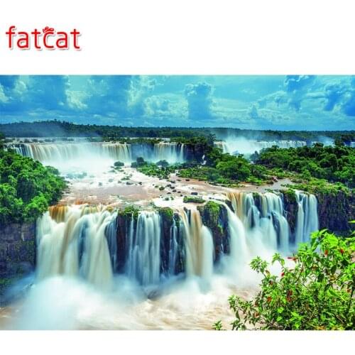 FATCAT 5d diy diamond painting full square natural waterfall diamond embroidery rhinestone round kits landscape home decor AE196
