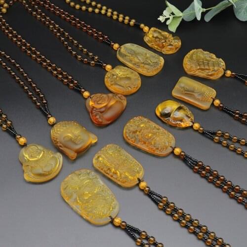 2021 New Chinese Culture Mythological Figure Buddhist Culture Necklace Pendant Resin Men and Women Necklace Good Luck Necklace