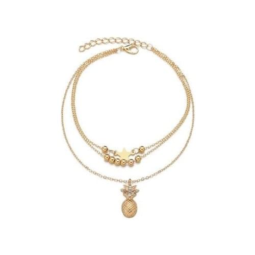 New fashion Simple wild pineapple star double layer anklet For Women Accessories jewelry wholesale