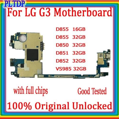 Original unlocked for LG G3 D855 Motherboard with Chips,Complete Logic Boards for LG G3 D852 D851 D850 VS985 Motherboard Plate