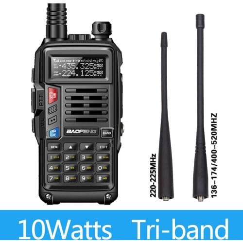 BaoFeng UV-S9 Plus Tri-Band 136-174/220-225/400-520Mhz 10W Poweful Portable Walkie Talkie 10km Long Range CB Radio Transceiver