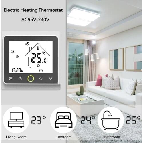 Programmable Electric Floor Heating Thermostat for Warm Floor Units LCD Touch Screen Room Temperature Controller 16A