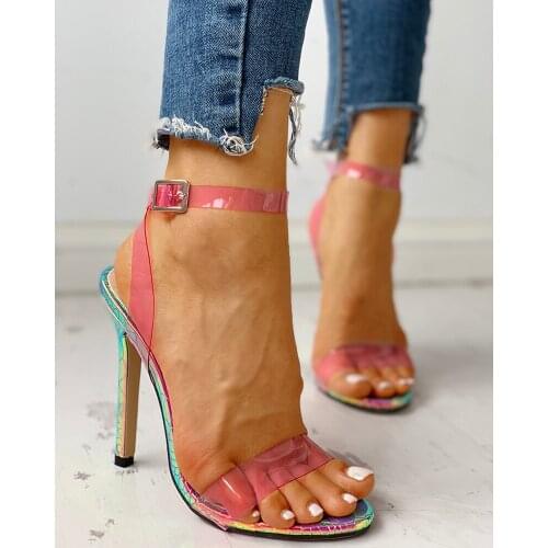 Transparent Strap Slingback Sandals open toe pvc high heeled