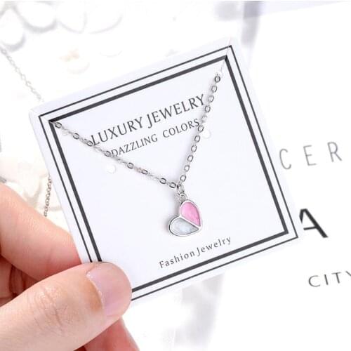 925 Sterling Silver Sweet Pink Love Heart Pendant Necklace Jewelry For Valentines Day Gift Dropshipping S-N225