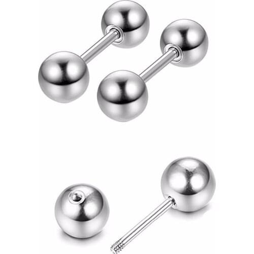 Unisex stainless steel round ball 8mm women men stud earring fashion screw-back earrings jewelry Dropship