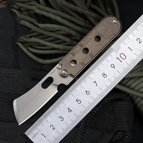 Serge Knife S35VN Blade Titanium Alloy Handle Flipper Knife Stone Wash Keychain Knife Camping Survival Folding Outdoor Tool Pea