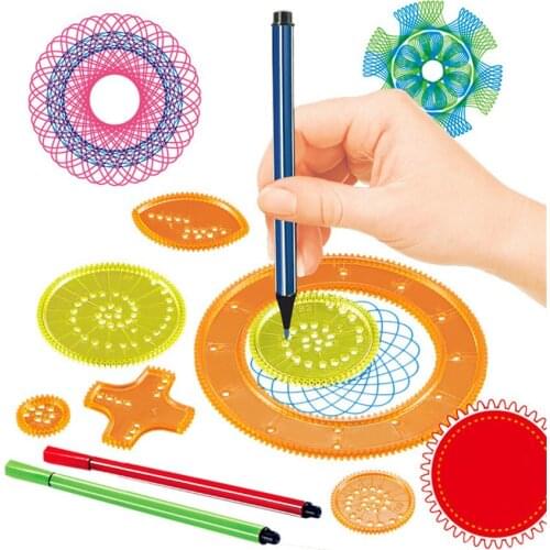 27Pcs/set Spirograph Paint Coloring Accessories Spiral Designs Interlocking Gears Wheels Drawing Educational Toy for Children