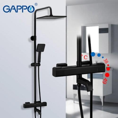 GAPPO thermostatic shower system hot cold mixer bathroom shower Brass faucet Bathtub shower set thermostatic mixer black faucet