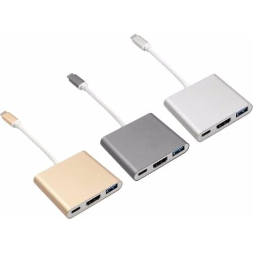 USB 3.1 Type-C to HDMI USB 3.0 Adapter 3-in-1 PD Charging Hub Support 4K Converter Cable