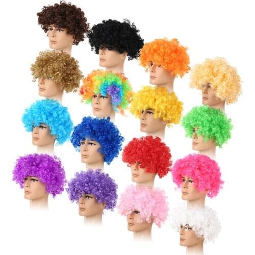 Funny Soccer Fans Wig Explosion Curly Hairpiece Party Decoration Carnival Toy Headwear Wigs For Children Adult Party Hats