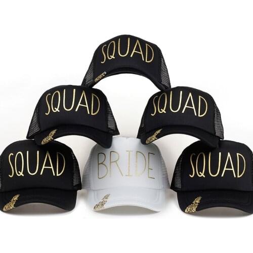 Bride squad Bachelorette Snapback Trucker Hat Cap Team Bride gold letters Arrow bride to be bride tribe baseball hats