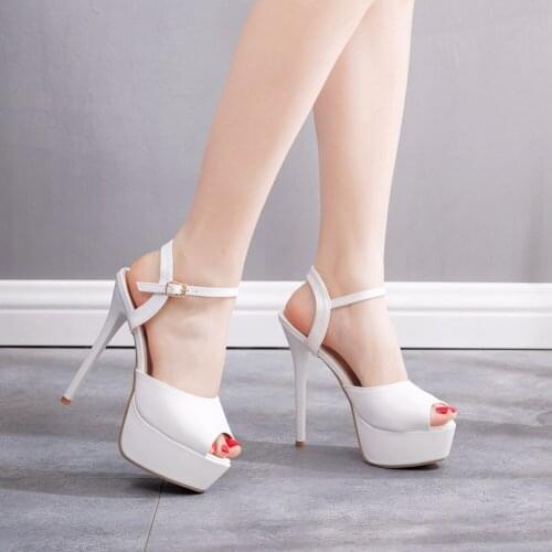 Women Platform Sandals Open Toe Cut Out High Heels Shoes Ankle Strap Sexy Stiletto Pumps