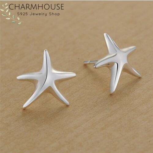 925 Sterling Silver Earrings for Women Cute Sea Star Stud Earing Brincos Femme Fashion Jewelry Accessories Wholesale Party Gifts