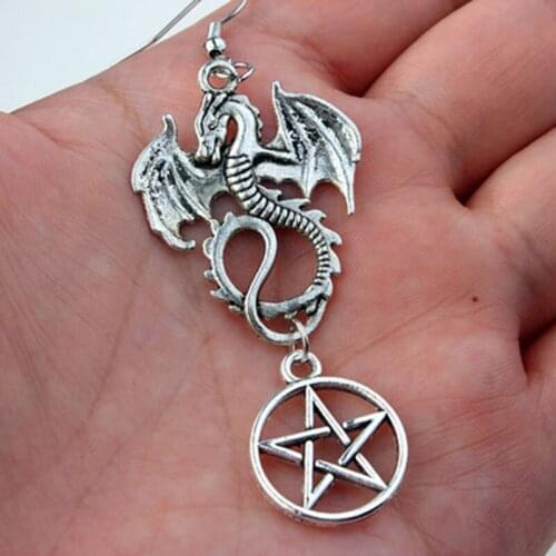 1 Pair Of Dragon Pentagram Earrings, Gothic Gothic Baby Dragon Pentagram WomenS Jewelry Earrings Accessories