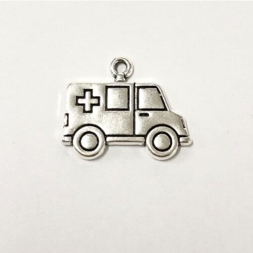 10Pcs/lot DIY Jewelry Alloy Accessories Car Ambulance Pendant Keychain Accessories Charms For Jewelry Making