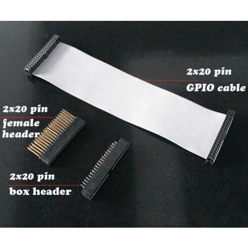 2 sets/ lot PERFECT Match GPIO Ribbon Cable 2x20 pin for Raspberry Pi 4 B+ Set with 2x20 Stackable Header and 2x20 Box Header