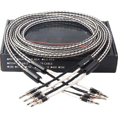 8TC single crystal copper audio speaker cable HiFi amplifier Y-Y Banana plug-Banana spade plug A Pair