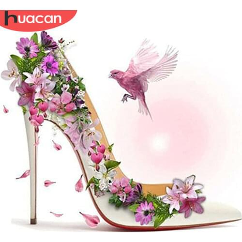 HUACAN Full Square/Round 5d Diamond Painting High Heel DIY Diamond Embroidery Landscape Mosaic Bird Handicraft Wall Art