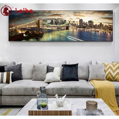 5D DIY Diamond Brooklyn Bridge at night Painting cross stitch mosaic full square round diamond embroidery rhinestone painting