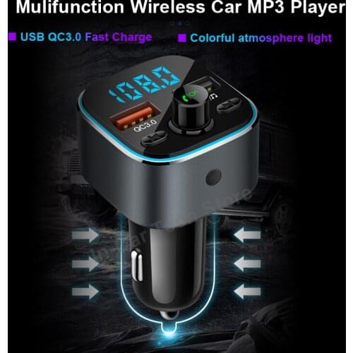 Car FM Transmitter Bluetooth MP3 Music Dual USB Fast Charge Carr Multifunction Bluetooth Car Charger QC3.0