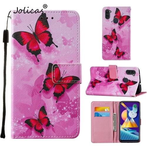 Wallet Cases For Samsung M11 Coques Funny Pattern PU Leather Flip Book Phone Cover Telefoon sFor Samsung hoesje A11 Samsng bag