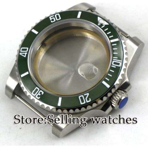 NEW 40mm Sapphire Glass Green ceramic bezel Watch Case fit ETA 2836 mingzhu 2813 miyota 82 series Movement
