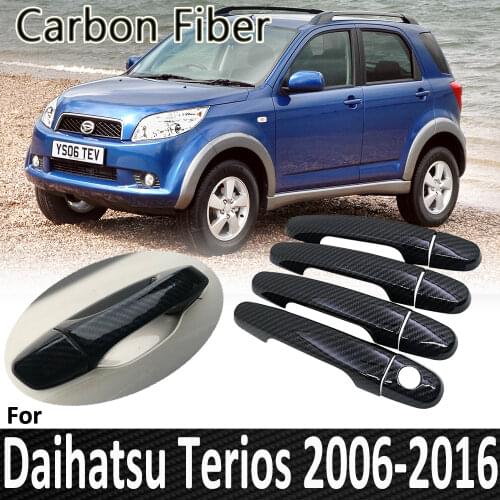 Black Carbon Fiber for Daihatsu Terios Bego Eco Wild J200 F400 2006~2016 2013 2014 2015 Auto Door Handle Cover Car Accessories
