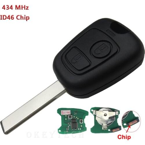 For Citroen C1 C3 for Peugeot 307 434MHz ID46 Chip 2 Buttons Car Replacement Remote Key Fob Uncut Blank Blade Remtekey