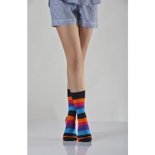 Idilfashion Women Colorful Socket Stocking Black-Multicolor-B-ART015 (3'LÜ PACKAGE)