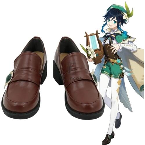 Game Genshin Impact Venti Cosplay Halloween Carnival Shoes PU Leather Cosplay Props Custom-made