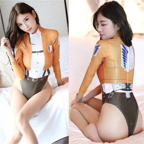Attack on Titan Cosplay Costume Sexy Swimsuit Japanese Anime Mikasa Ackerman Erotic Lingerie Shingeki no Kyojin Rompers Bodysuit