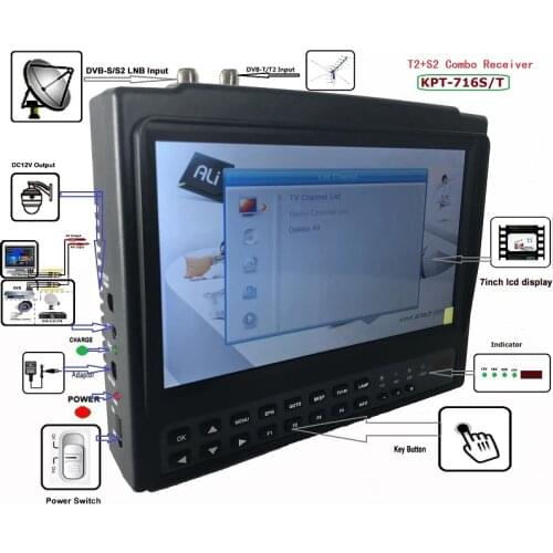 KPT-716TS DVB-S2 DVB-T2 satllite Finder meter HD Satellite TV Receiver MPEG-4 Modulator better satlink ws-6916 6906 6933