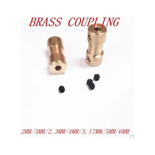 50pcs/lot wholesale 2mm 2.3mm 3.17mm 3mm 4mm, 5mm 6mm brass shaft coupler coupling Shaft Motor Coupler Motor connector