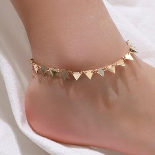 LATS New Bohemian Summer Punk Geometric Triangle Anklet for Women Creative Retro Beach Ankle Bracelet Foot Chain Jewelry