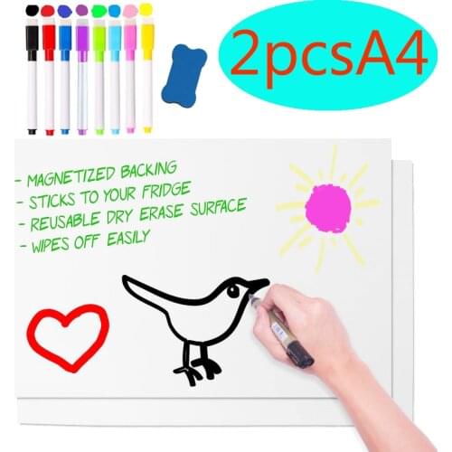 Magnetic Dry Erase Whiteboard Sheet 2pcs A4 White Board Magnet Sheets Dry Erase Refrigerator Message Board for Kitchen Fridge