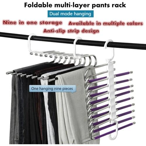 Multifunctional Hanger Clothes Storage Hanger for pants Closet Organizer Adjustable Tie Storage Shelf Wardrobe Trouser Hanger