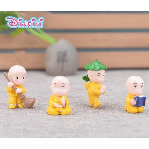 4pcs Buddhist Monks Model Chinese action Figure Miniature Figurine home Garden Dollhouse Decoration DIY Accessory toy gift