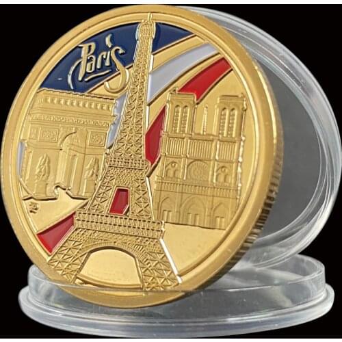 France Paris Challenge Coin Metal Eiffel Tower Arc De Triomphe Commemorative Gifts