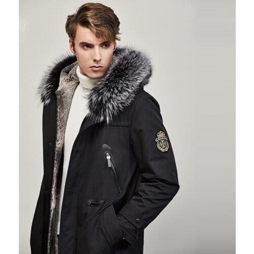 Mens Winter Jacket Real Fur Coat Natural Rabbit Fur Parka Men Clothes 2020 Mens Luxury Fur Warm Jacktes Plus Size JS15 YY831