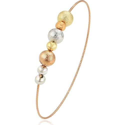 MxGxFam Mix 3 Gold Color Beads Bangle Bracelet For Women Fashion Jewelry High Quality